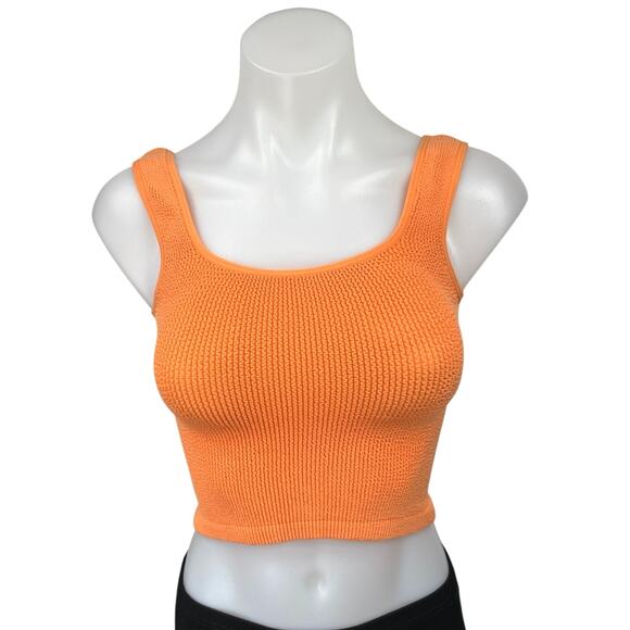 Zara Orange Textured Ribbed Knit Sleeveless Cropped Sweater Vest Top Size XS/S - Picture 1 of 4
